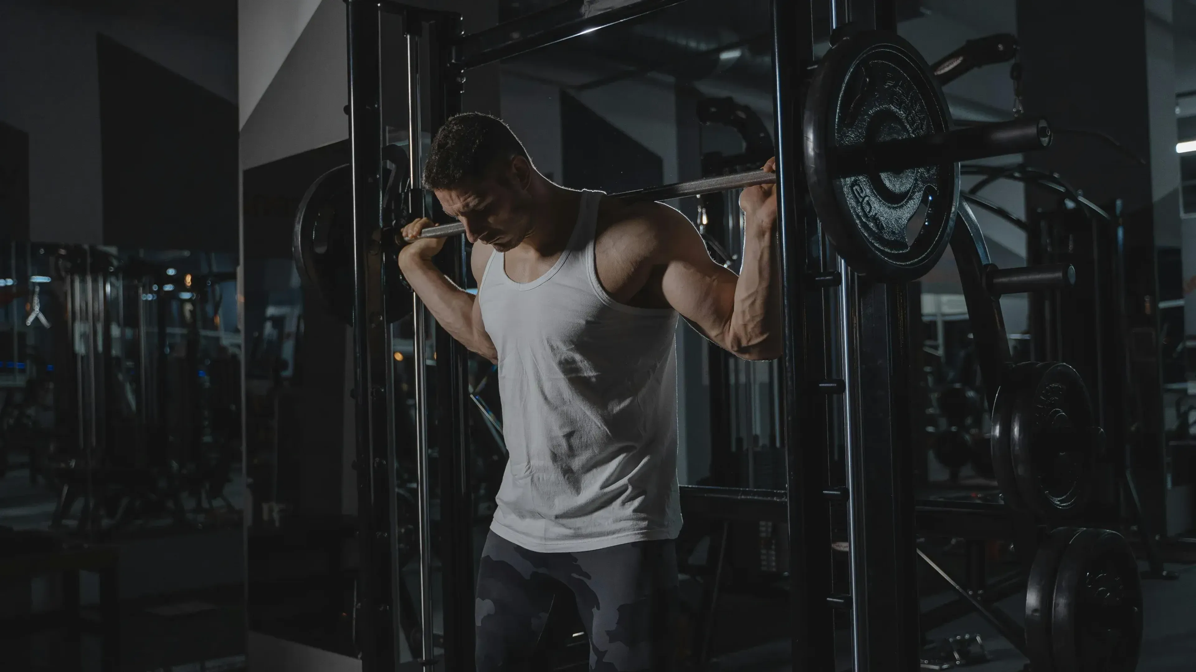 A man about to perform barbell squat