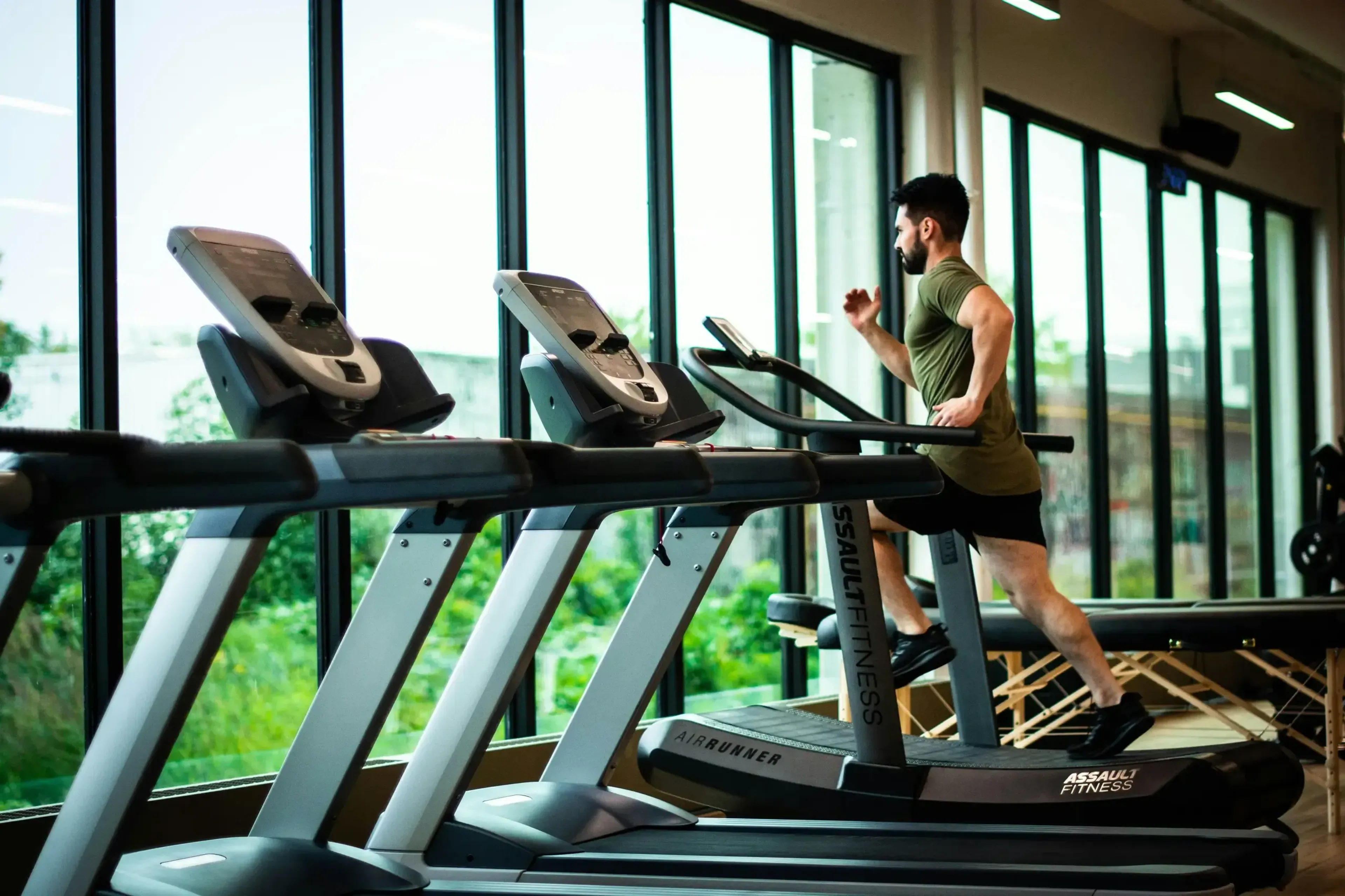 Person running on a treadmill